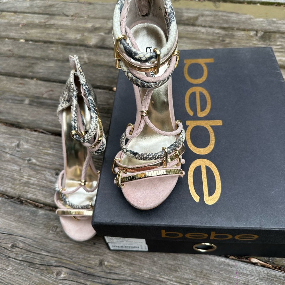Bebe Snakeskin and Pink Heels